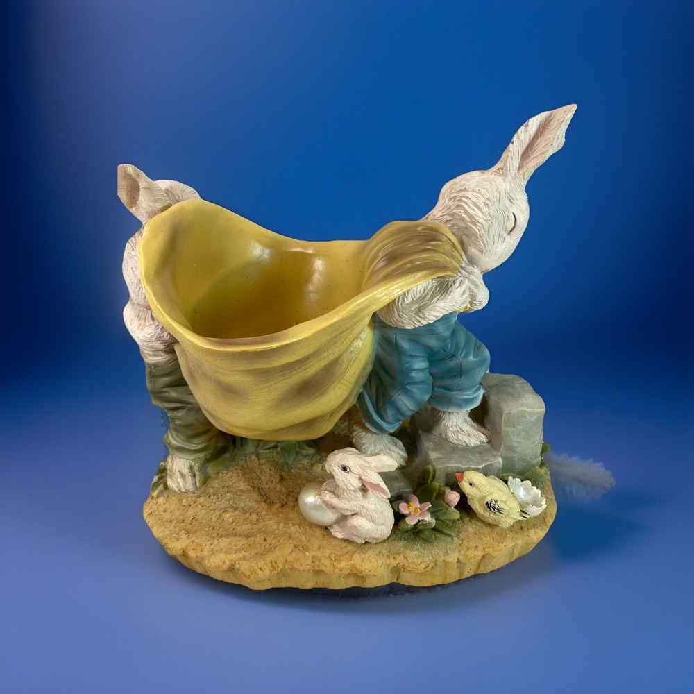 Easter Rabbit Bunny Chick Egg Floral Planter Candle Holder Vase Candy Dish Resin